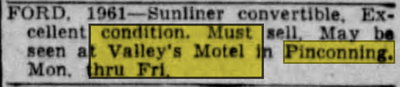Valley Motel - Oct 06 1963 Article